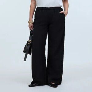 NWT Madewell Sz LP Black Petite Pull-On Wide-Leg Pants in Softdrape NP411 Modal
